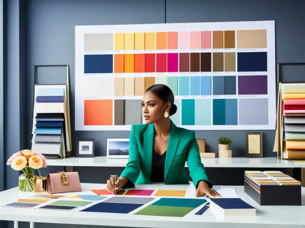 Un ejecutivo de la industria de la moda colabora con diseñadores y especialistas en una propuesta de patrocinio personalizada