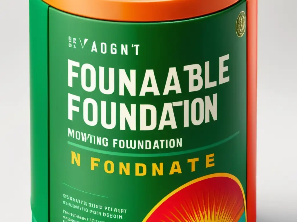 Empaques para productos de fundaciones: Detalle vibrante y conmovedor de un empaque caritativo, resaltando el logo y mensajes impactantes