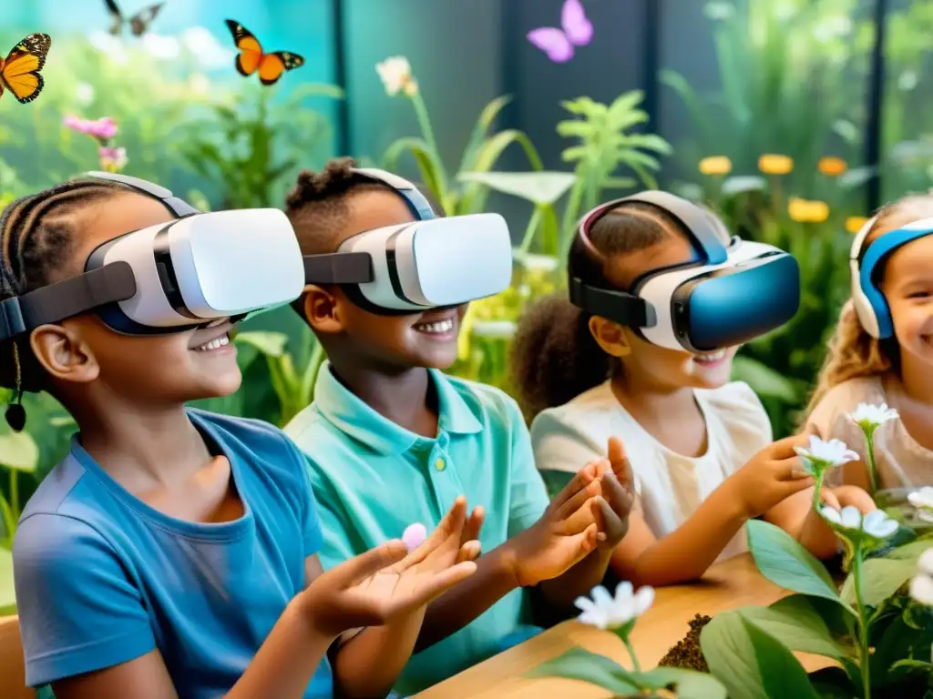 Niños disfrutan de innovación en eventos benéficos al explorar jardín virtual lleno de alegría y asombro