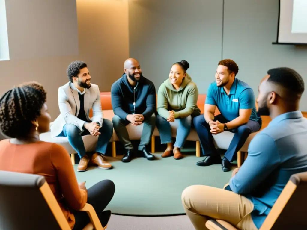 Mediación intercultural: diálogo inclusivo y armonía Personas diversas en círculo en sesión de mediación intercultural en fundaciones, promoviendo la armonía y comprensión cultural