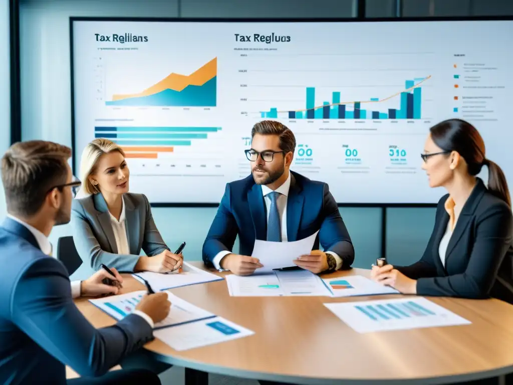 Profesionales en un despacho moderno discuten regulaciones fiscales para fundaciones en España