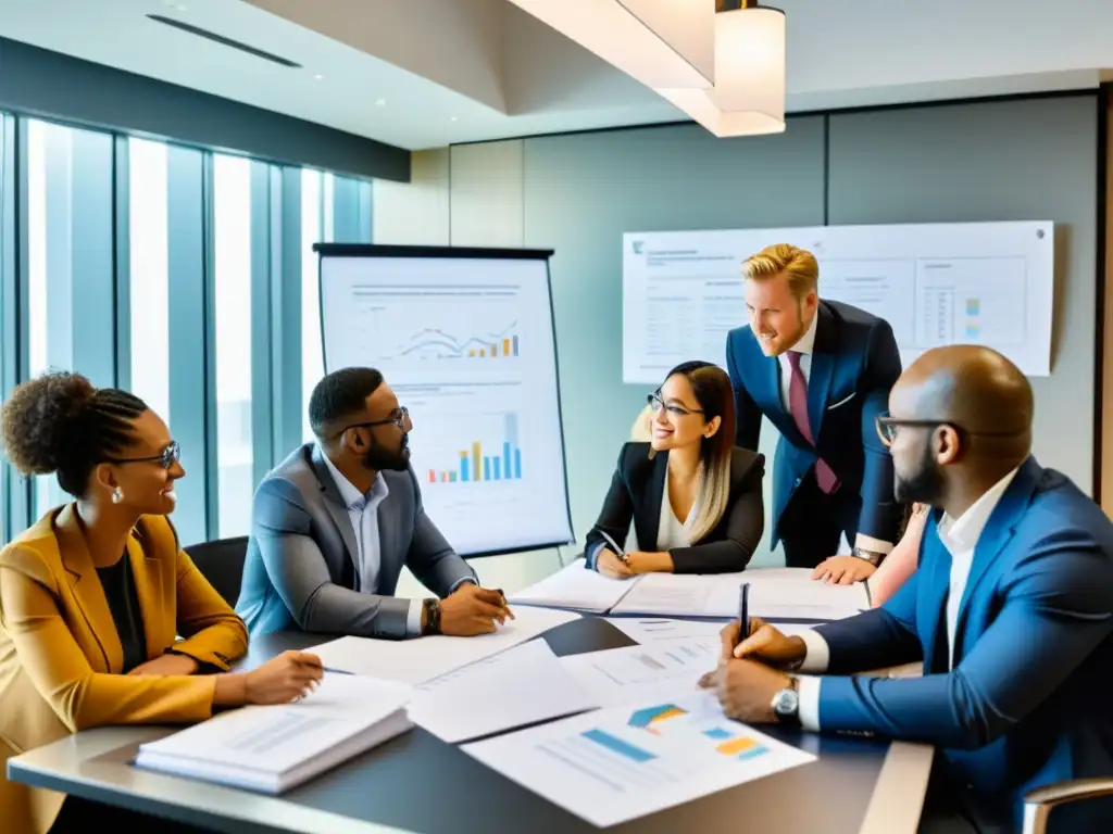 Profesionales diversificados discuten consejos diseño logo fundación memorable, en ambiente dinámico e informativo