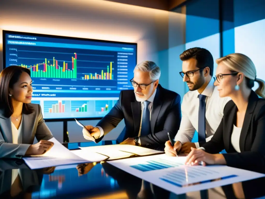Profesionales financieros analizando informe detallado con dedicación Profesionales financieros revisan detalladamente informe financiero, promoviendo transparencia financiera en asociaciones y fundaciones