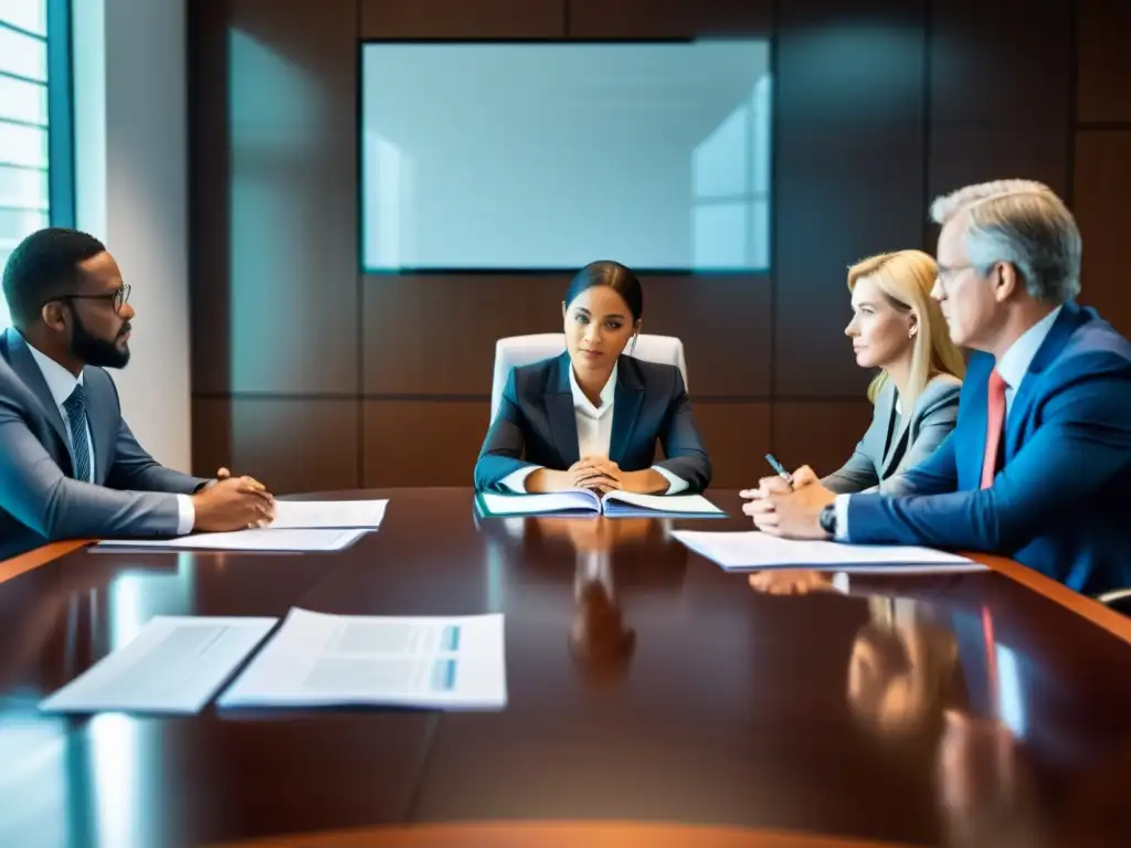 Profesionales discuten respetuosamente en una mesa de conferencias