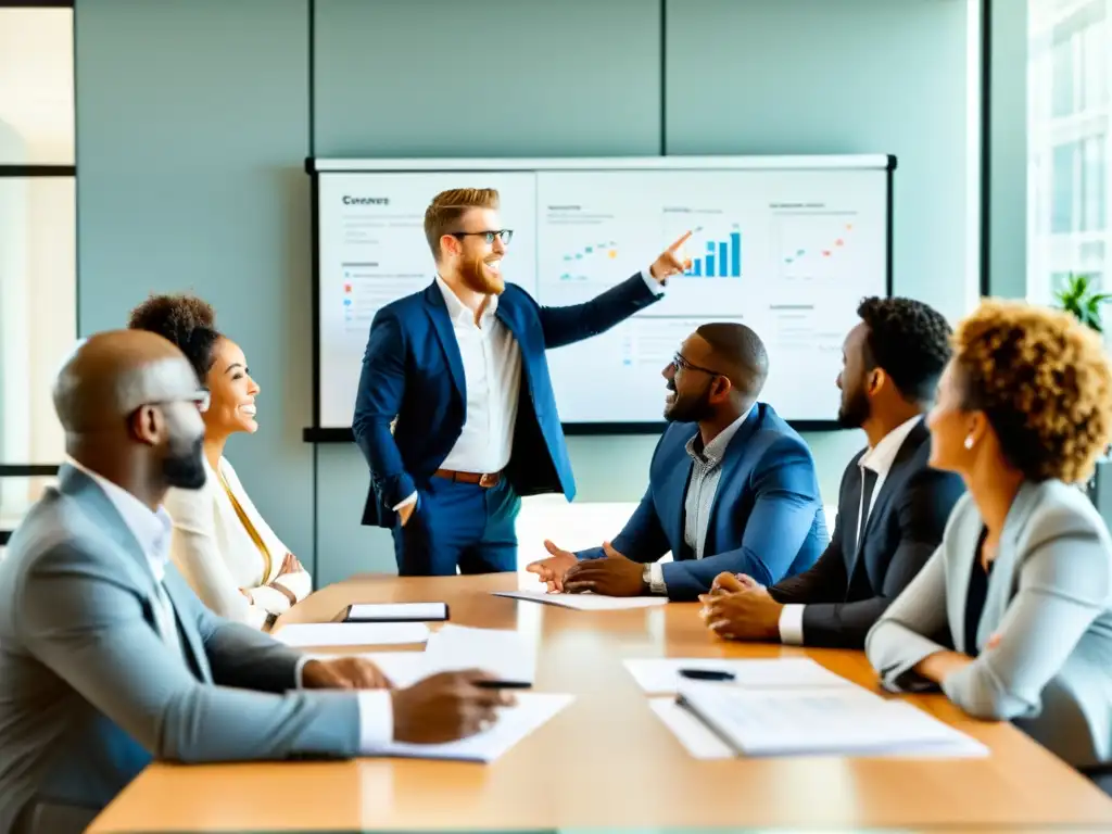 Reunión de profesionales enérgica y colaborativa Profesionales en reunión, discutiendo de forma asertiva