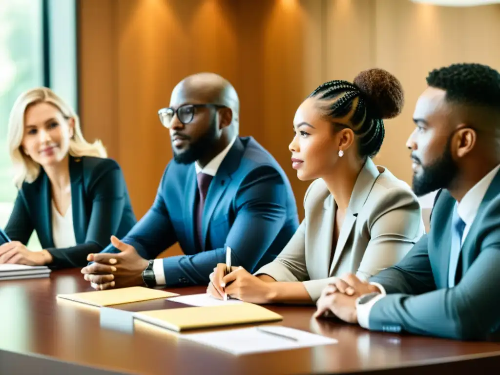 Reunión profesional de equipo diverso: colaboración y empatía Profesionales en reunión, colaborando con respeto y empatía