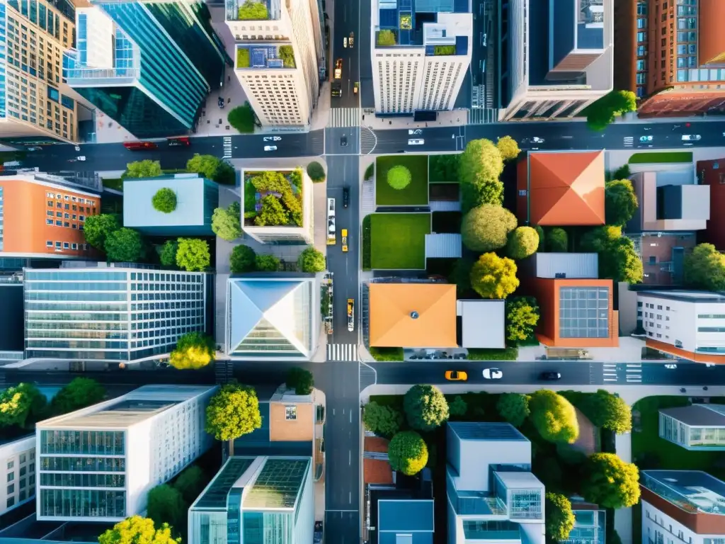 Innovación social: la dinámica de la ciudad Vista aérea de ciudad vibrante, reflejando la evaluación impacto proyectos innovación social en paisaje urbano dinámico