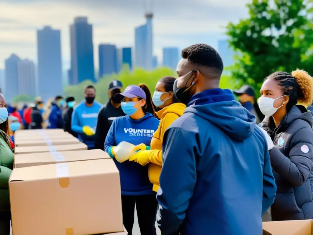Voluntarios distribuyen ayuda a familias necesitadas en la crisis Voluntarios distribuyen ayuda a familias necesitadas en crisis, mostrando solidaridad y esperanza