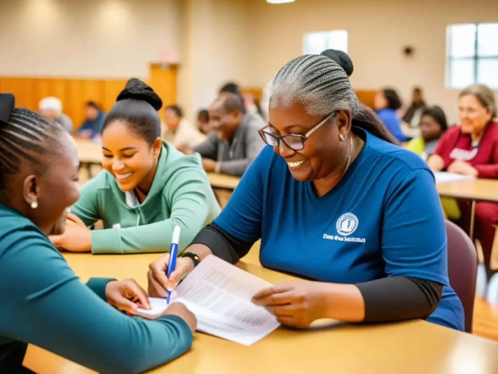 Voluntarios colaboran en un centro comunitario, ofreciendo tutoría, distribuyendo alimentos y brindando servicios de salud