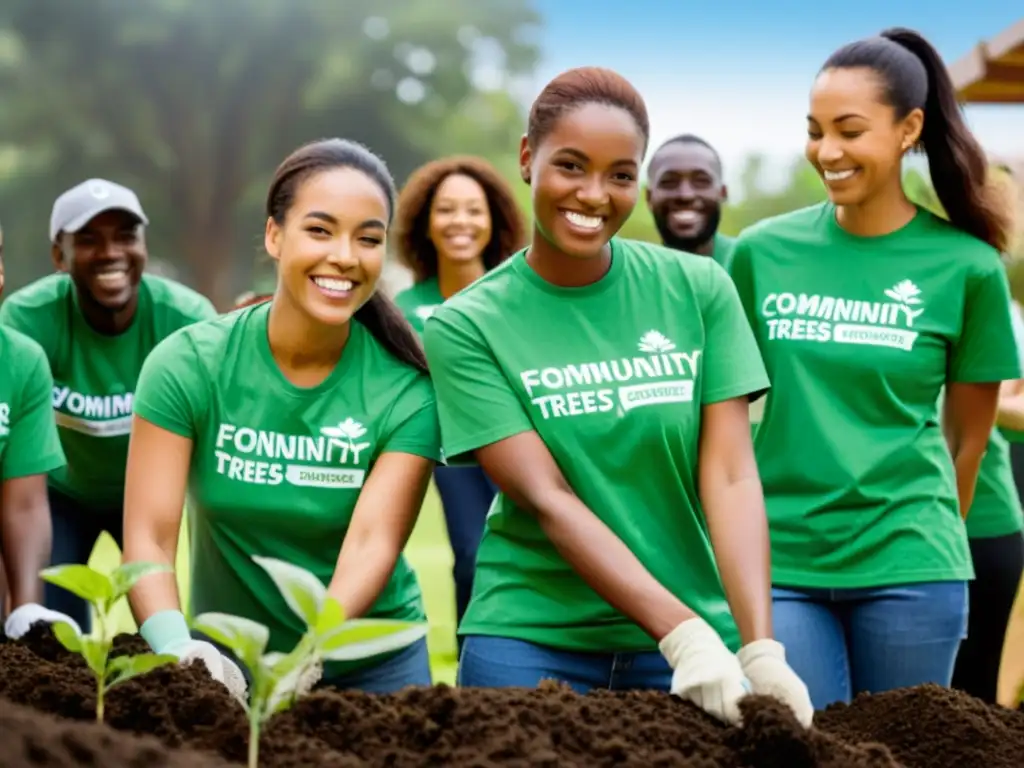 Voluntarios participan en estrategias fidelización fundaciones, plantando árboles, organizando donaciones y colaborando con la comunidad